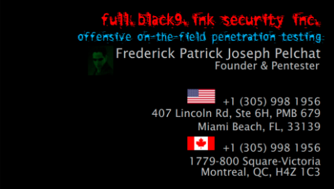 Back of full.black9.ink business card